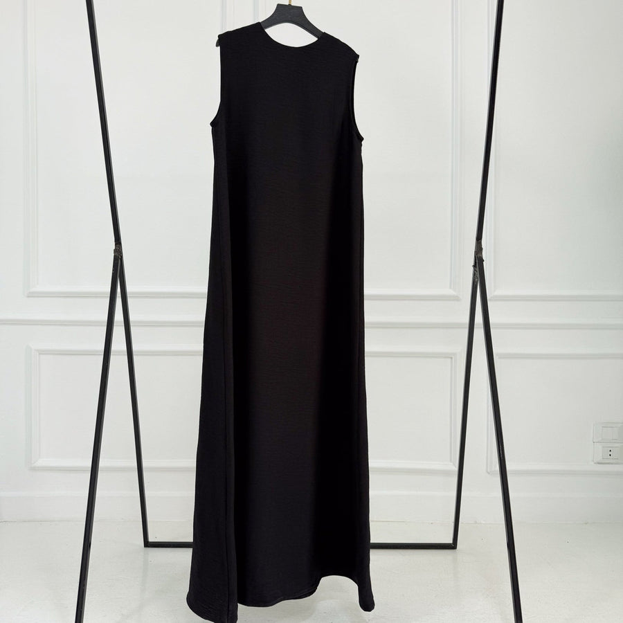 Basic Linen Dress No Sleeve Black