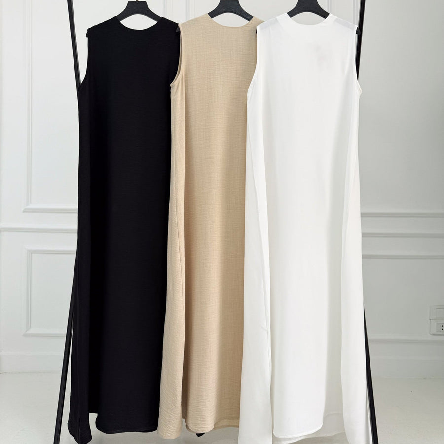 Basic Linen Dress No Sleeve Black