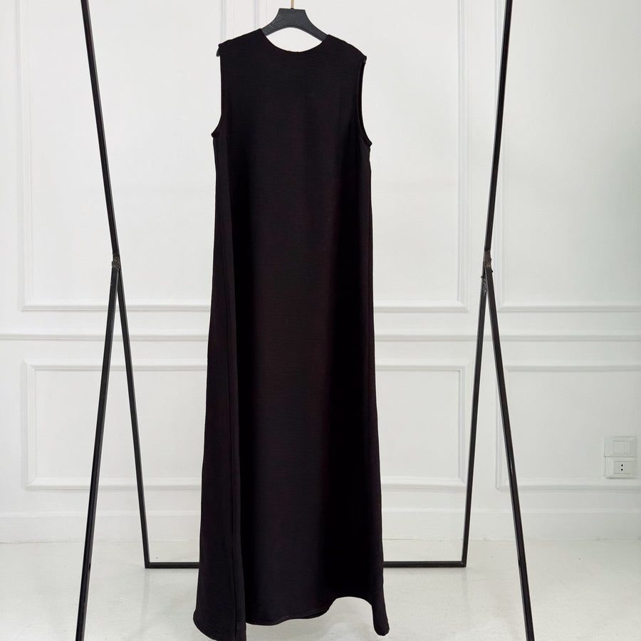 Basic Linen Dress No Sleeve Black