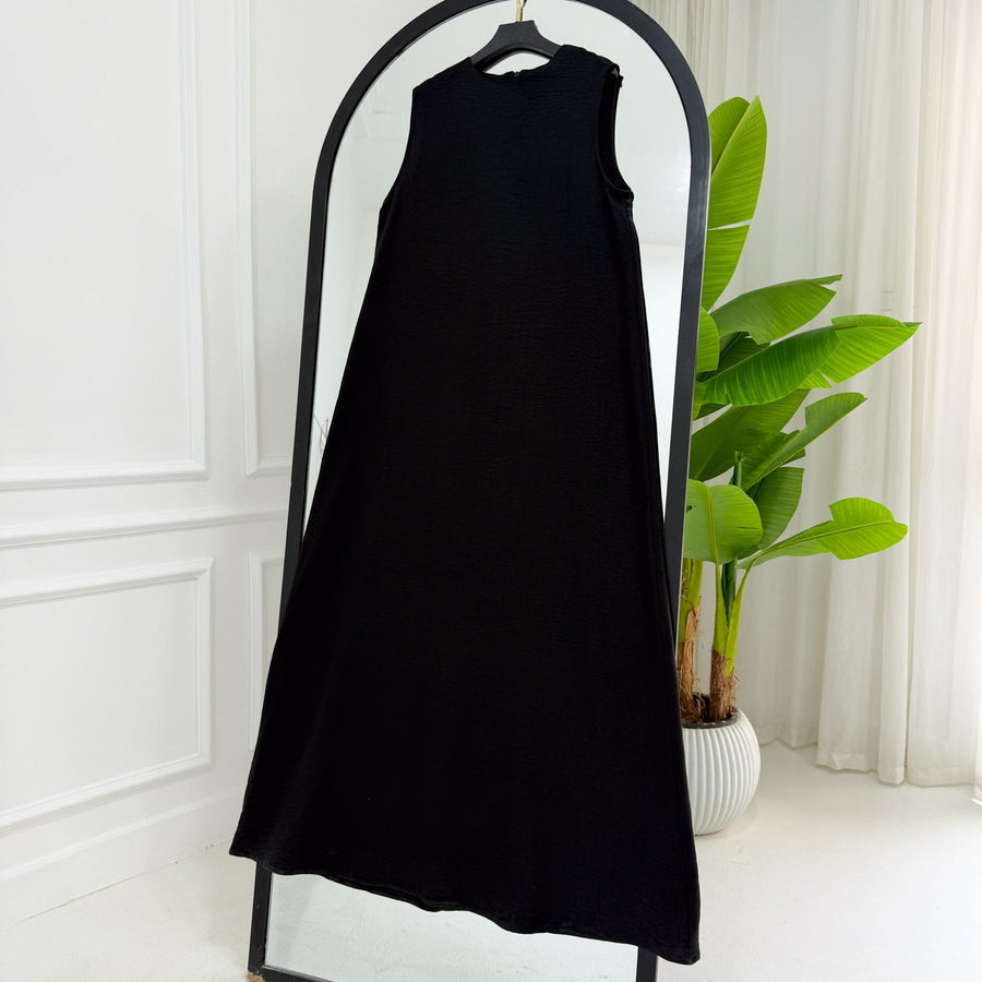 Basic Linen Dress No Sleeve Black