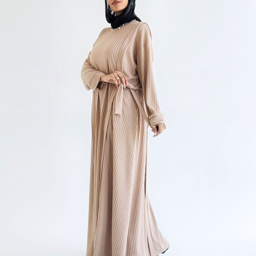 Aicha Abaya Dress Beige - ABAYOLOGY