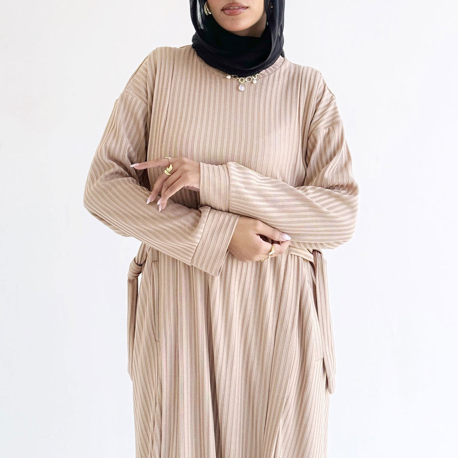 Aicha Abaya Dress Beige - ABAYOLOGY