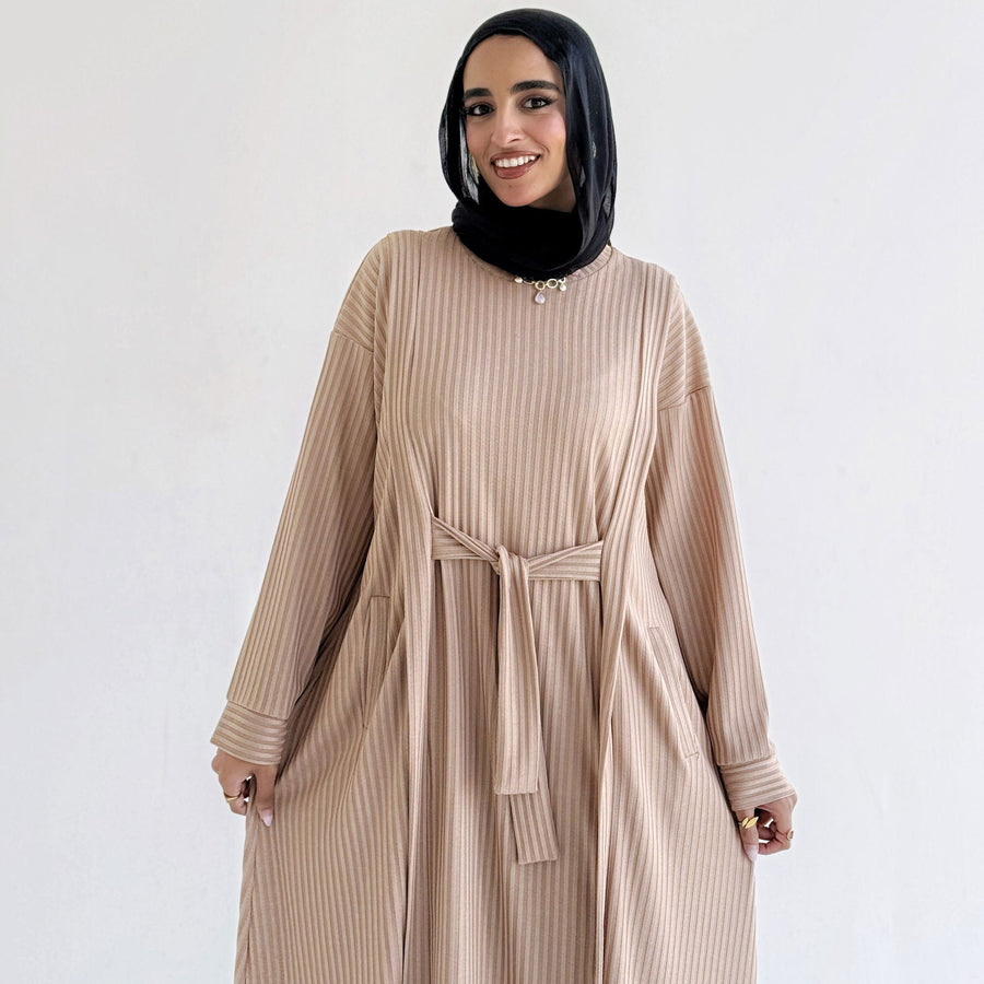 Aicha Abaya Dress Beige - ABAYOLOGY