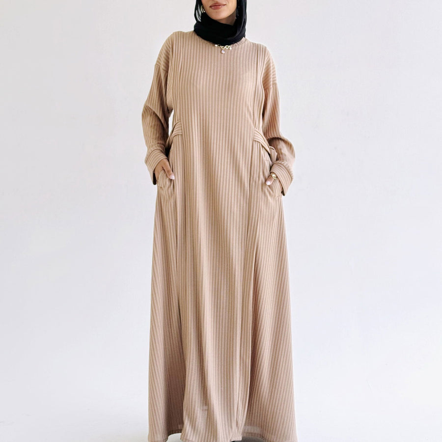Aicha Abaya Dress Beige - ABAYOLOGY