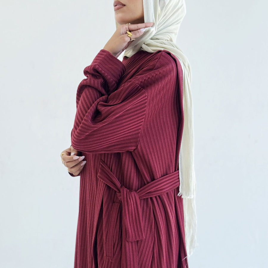 Aicha Abaya Dress Burgundy - ABAYOLOGY