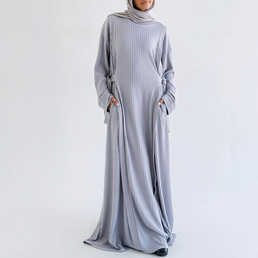 Aicha Abaya Dress Grey - ABAYOLOGY