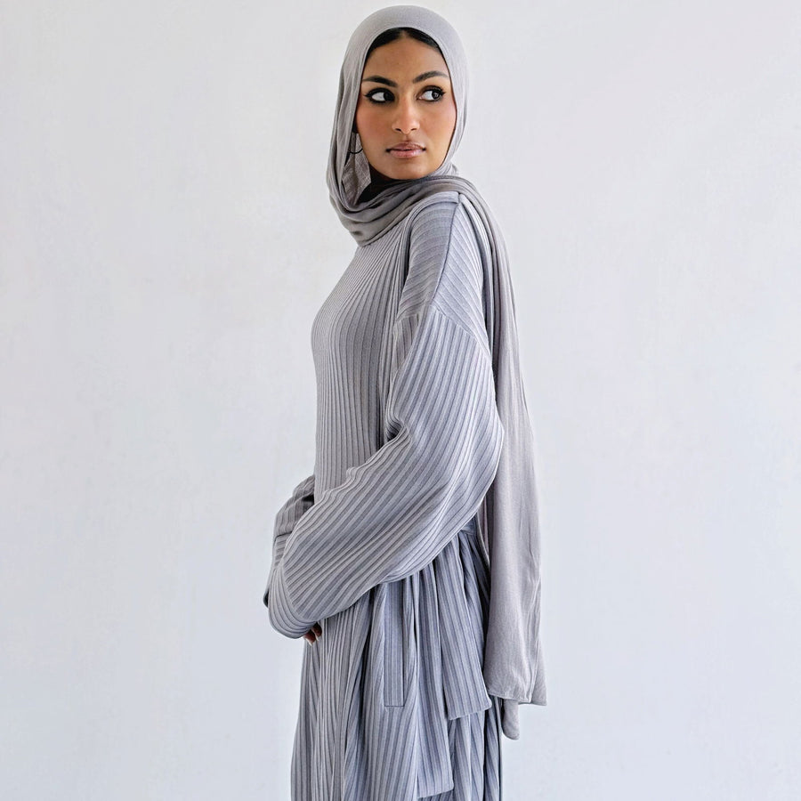Aicha Abaya Dress Grey - ABAYOLOGY