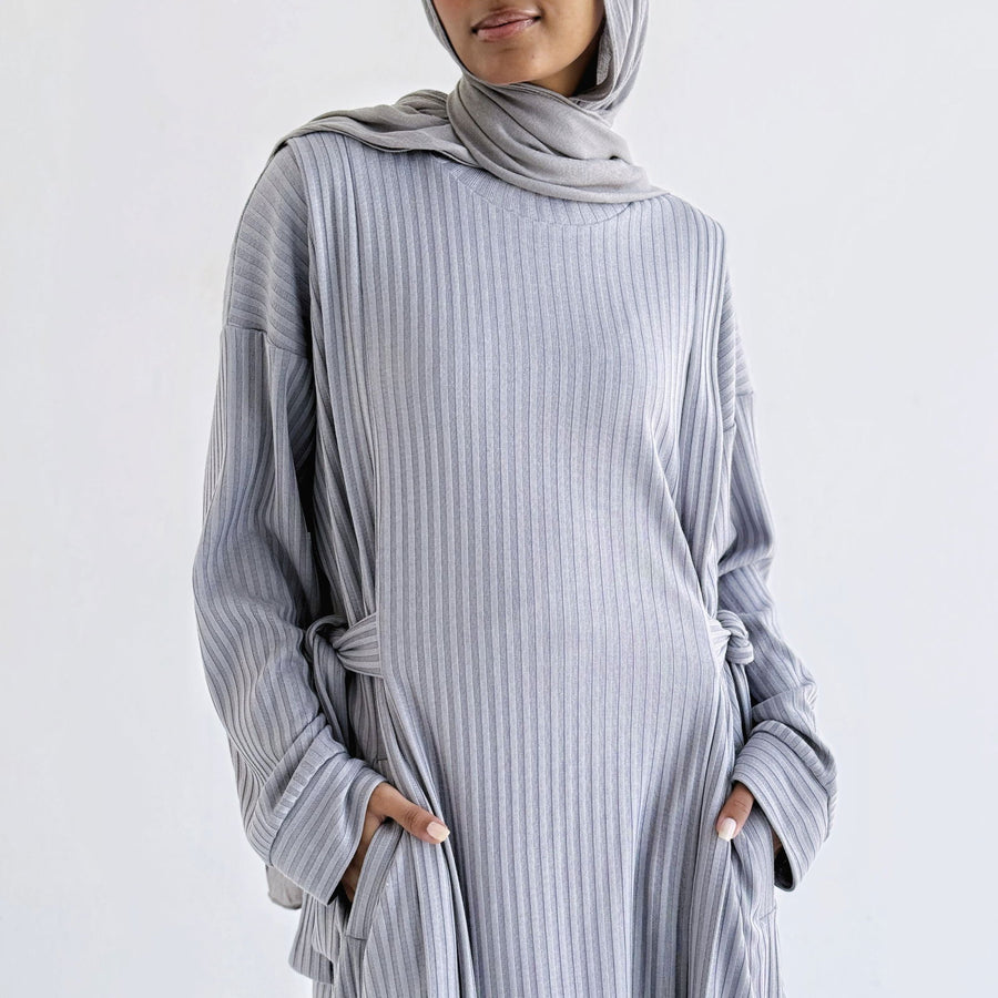 Aicha Abaya Dress Grey - ABAYOLOGY