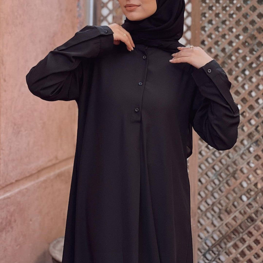 Basic Black Luxury Abaya - ABAYOLOGY