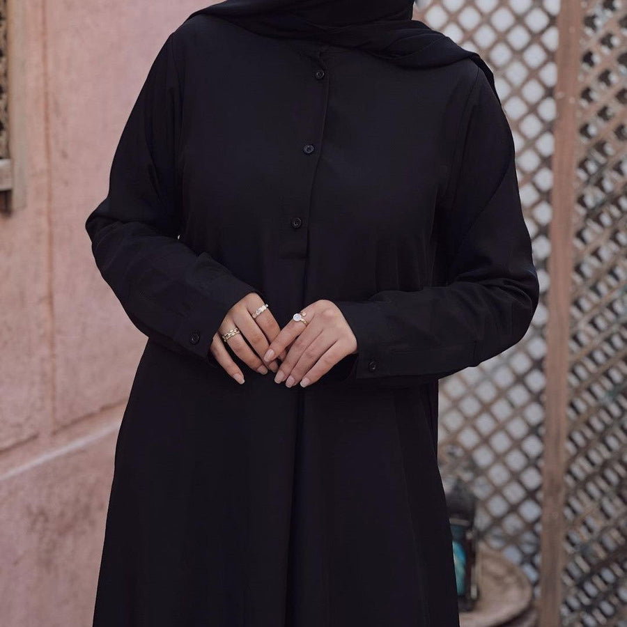 Basic Black Luxury Abaya - ABAYOLOGY
