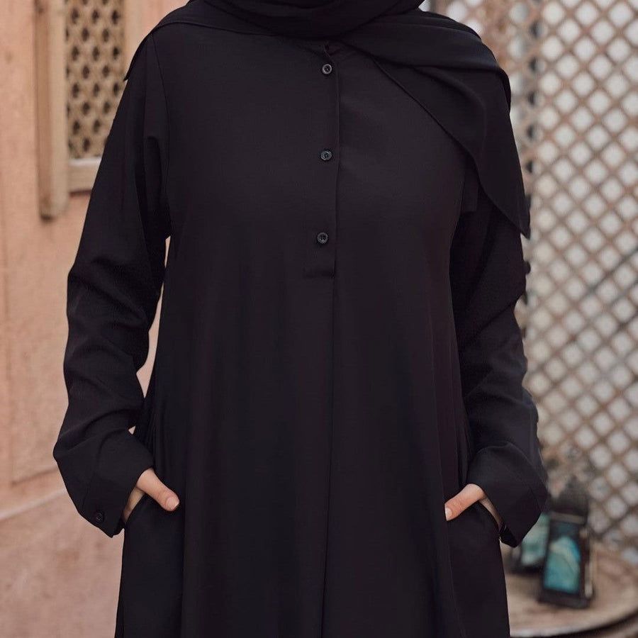 Basic Black Luxury Abaya - ABAYOLOGY