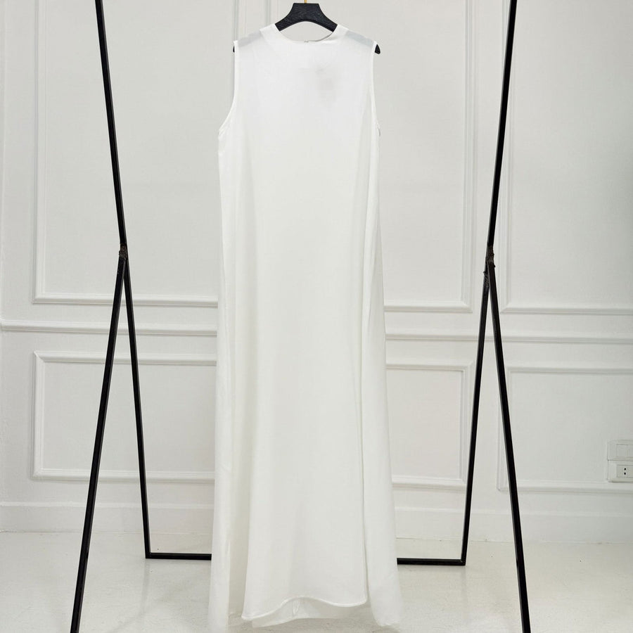 Basic Linen Dress No Sleeve White - ABAYOLOGY
