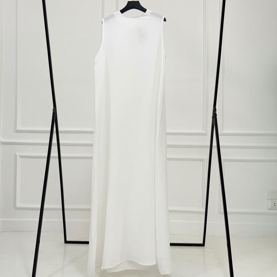 Basic Linen Dress No Sleeve White - ABAYOLOGY