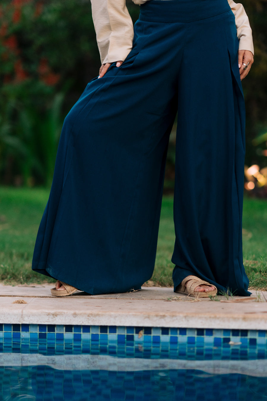 Wide Leg Pants Navy - ABAYOLOGY