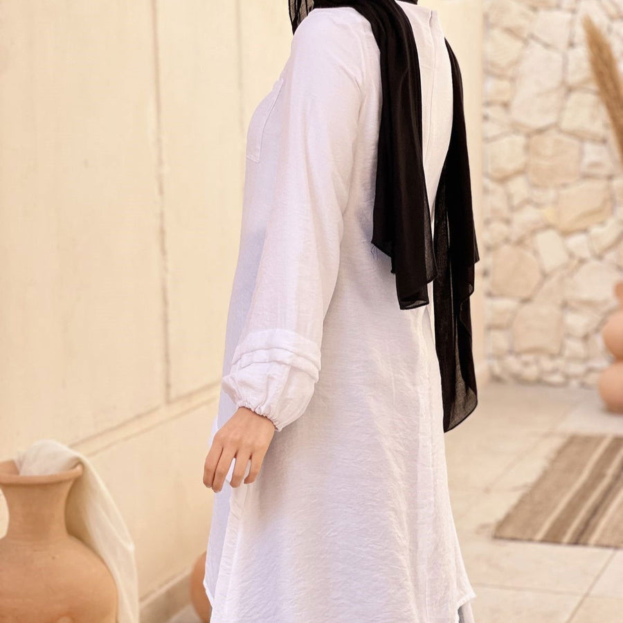 Double Lined Linen Top - White - AB Essential Women Wear