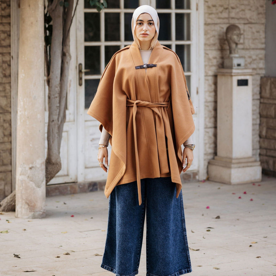 Luxurious Wool Cape Camel - ABAYOLOGY