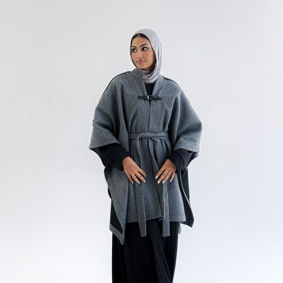 Luxurious Wool Cape Grey - ABAYOLOGY