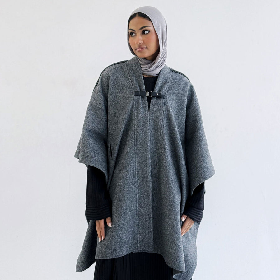 Luxurious Wool Cape Grey - ABAYOLOGY