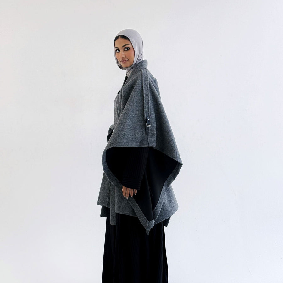 Luxurious Wool Cape Grey - ABAYOLOGY