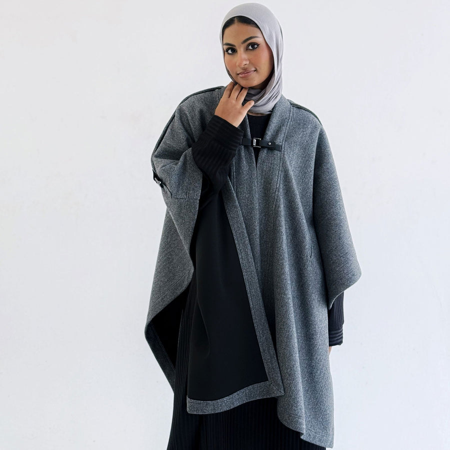 Luxurious Wool Cape Grey - ABAYOLOGY