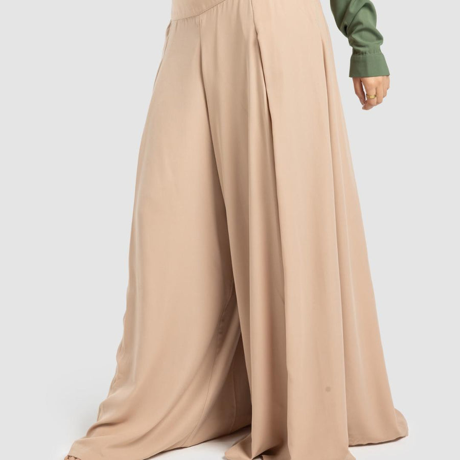 Wide Leg Pants Beige - ABAYOLOGY